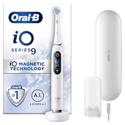 Image of Oral B iO9 White Alabaster Electric Toothbrush with Charging Travel Case