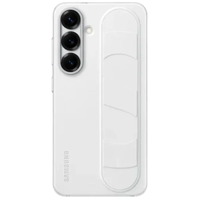 Image of Samsung Standing Grip Silicone Back Cover White Galaxy S25
