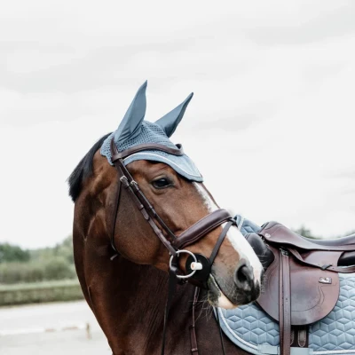 Image of Kentucky Horsewear Wellington Fly Hat Velvet Light Blue For Pony