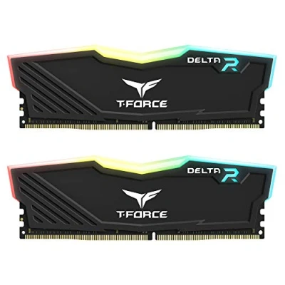 Image of TEAMGROUP Team T Force Delta RGB DDR4 Gaming Memory, 2 x 16 GB, 3600 Mhz, 288 Pin DIMM, Black