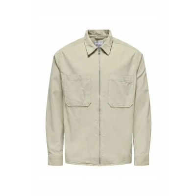 Image of Only &amp; Sons Men&#039;s Long Sleeve Shirt, Silver Lining, S