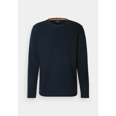 Image of BOSS Men&#039;s Tempesto T Shirt Regular Cotton Blend with Embroidered Logo, Dark Blue, M
