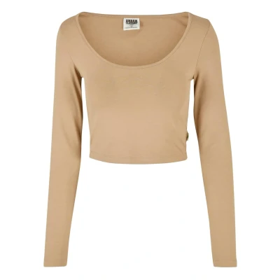 Image of Urban Classics Cropped Longsleeve Long sleeved top, Women&#039;s, Size: Large, Unionbeige