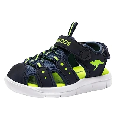 Image of Kangaroos Kmini Sandals for kids, Size: 5K, Dark navy/lime Imitation leather/ textile