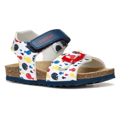 Image of Geox Chalki BOY Sandals for kids, Size: 7K, White/red Synthetics