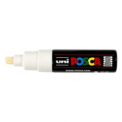 Image of Uni Ball Posca Broad Chisel Tip Marker White PC 8K