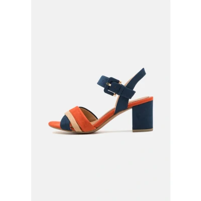 Image of MARCO TOZZI Damen Sandalen mit Absatz Elegant Vegan, Blau (Navy Comb), 39 EU