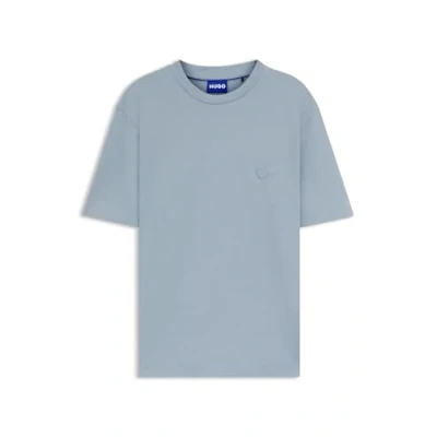 Image of HUGO Men&#039;s Niley Happy Logo Cotton Jersey T Shirt, 458light/pastel blue, XXL