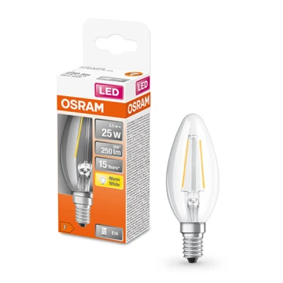 Image of Osram Led retrofit classic b 25 2.5w/827 230v e14 bli1 fil 4058075436688