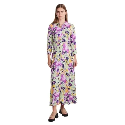 Image of YAS Yassavanna LONG Shirt Dress Maxi dress, Women&#039;s, Size: 10, Quiet green/annina