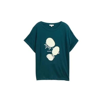 Image of TOM Tailor Loose Print Tshirt, Women&#039;s, Size: 3XL, Dark teal green