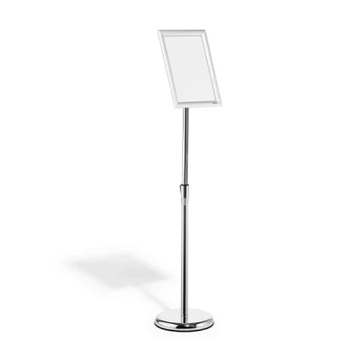 Image of Durable Information Floor Stand with Aluminium Snap Frame A4 Silver Pack of 1 Perfect for Displaying Menus, Posters, Information, etc