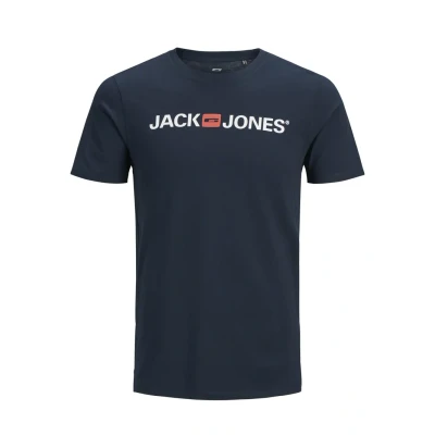 Image of Jack &amp; Jones Jjecorp LOGO CREW NECK Print Tshirt, Men&#039;s, Size: Large, Dark blue denim