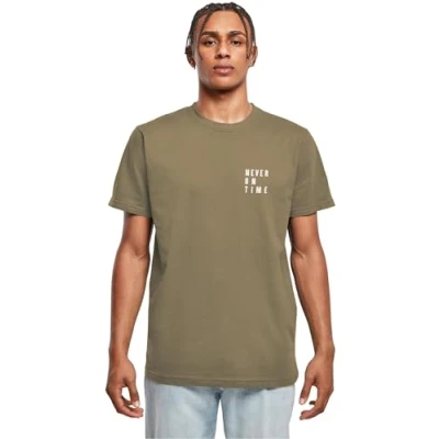 Image of Merchcode Never ON TIME TEE Print Tshirt, Size: Small, Olive