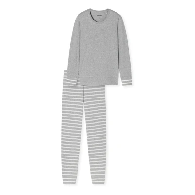 Image of Schiesser LANG Casual Essentials Pyjama set, Women&#039;s, Size: 8, Silbergrau mel