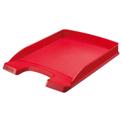 Image of Leitz 52370025 Letter Tray Flat A4 Pack of 10 Ideal for Storing and Organising Documents, Stackable, Red, Plus Series