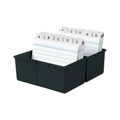 Image of HAN 978 13, Card index box A8 landscape. Innovative, attractive design for 200 cards with steel hinge, supplied 100 record and A Z guide cards, black