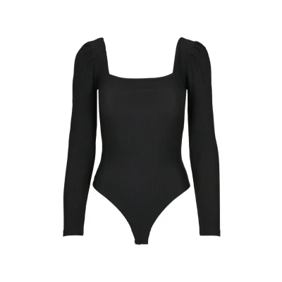 Image of Urban Classics Women&#039;s Ladies Rib Buffer Sleeve Body Ls T Shirt, Black, XL