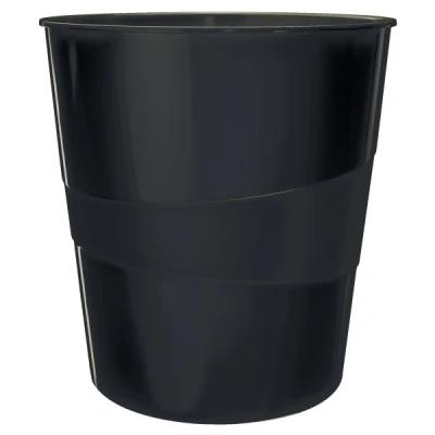 Image of Leitz 52781095 15 Litre Waste Bin, Plastic, Wow Range, Black