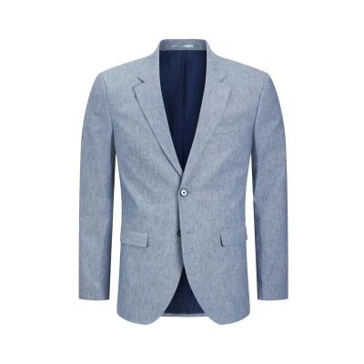 Image of JACK &amp; JONES Men&#039;s Jprriviera Linen Blazer Slim Fit Sn, Nautical Blue, 46