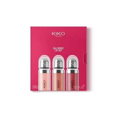 Image of KIKO Milano Glossy Lip Set 03, Kit: 3 Moisturizing Glosses 3D Volume Effect