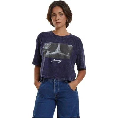 Image of Mister Tee Women&#039;s Pray T Shirt, 100% Cotton, Indigo White, S, S