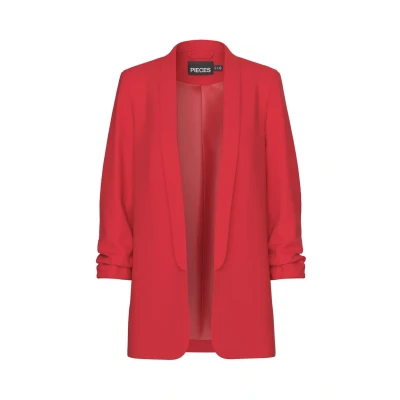 Image of Pieces Pcbosella 3/4 Blazer, Women&#039;s, Size: Medium, High risk red