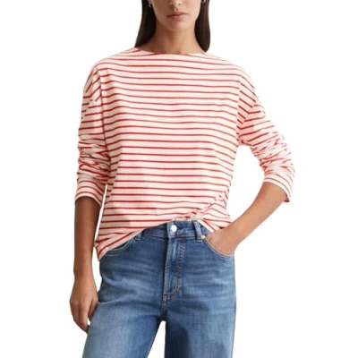 Image of Marc O&#039;Polo Denim BOAT NECK Relaxed Long sleeved top, Women&#039;s, Size: Small, Light red