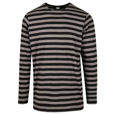 Image of Urban Classics Men&#039;s Regular Stripe Ls T Shirt, Asphalt/Black, M