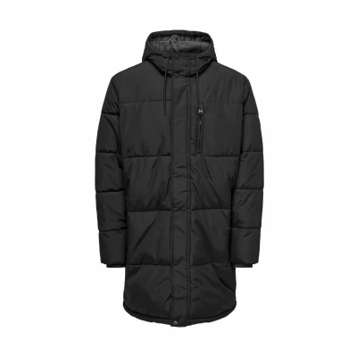 Image of Only &amp; Sons Onscarl Quilted OTW Winter coat, Men&#039;s, Size: XS, Black