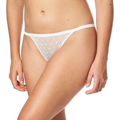 Image of DKNY Intimates Monogram Thong Thong, Women&#039;s, Size: Small, Poplin white