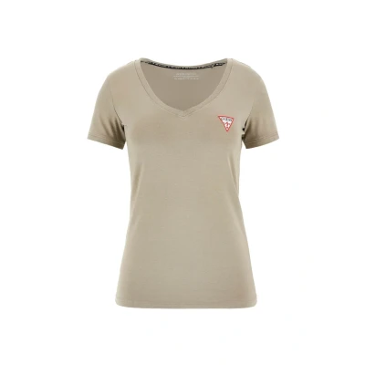 Image of Guess Triangle Basic Tshirt, Women&#039;s, Size: XS, Olivgrün