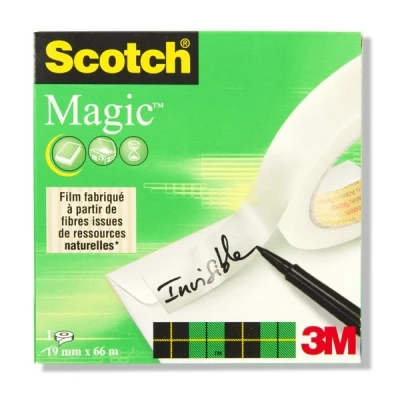 Image of Scotch Magic Tape, 1 Roll, 19 mm x 66 m General Purpose Sticky Tape for Document Repair, Labelling &amp; Sealing