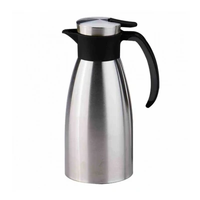 Image of Emsa Soft Grip 508932 Insulated Jug, 1 Litre, Stainless Steel, 12 Hours Hot + 24 Cold, Leak Proof, Non Slip Handle, Colour: Black