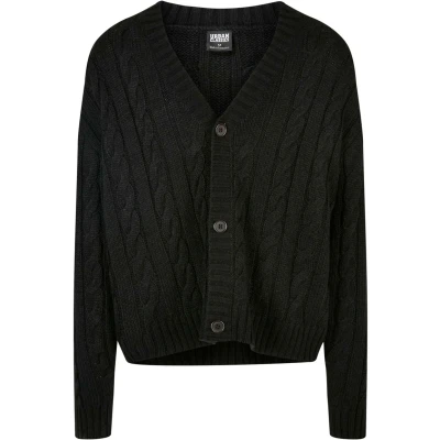 Image of Urban Classics BOXY Cardigan, Men&#039;s, Size: 4XL, Black