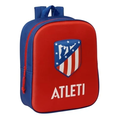 Image of Safta ATLÉTICO DE MADRID 3D Nursery Backpack, Adaptable to Cart, Easy Cleaning, Ideal for Children of Different Ages, Comfortable and Versatile, Quality Resistance, 22 x 10 27 cm, red,