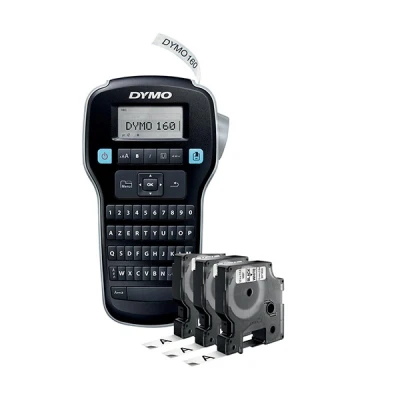 Image of Dymo LabelManager 160 Label Maker Starter Kit with 3 Rolls of D1 Tape Handheld Printer Machine QWERTY Keyboard Ideal for Office or Home