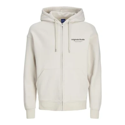 Image of JACK &amp; JONES Men&#039;s Jorvesterbro Sweat Zip Hood Noos Pls Sweatshirt Jacket, Moonbeam, 6XL Plus