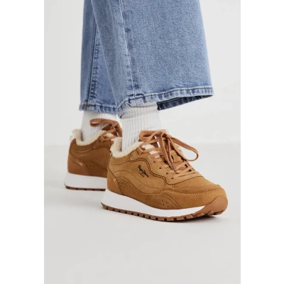 Image of Pepe Jeans DEAN Block Trainers, Women&#039;s, Size: 4, Nut brown Suede