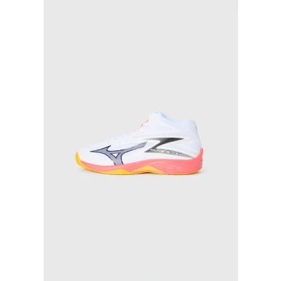 Image of Mizuno THUNDER BLADE Z MID Volleyball Shoes White/Fiery Coral 2/Citrus Women/Men Size 9,5