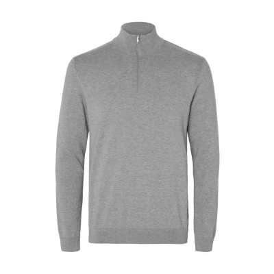 Image of Selected Homme Slhberg HALF ZIP Jumper, Men&#039;s, Size: Large, Egret melange