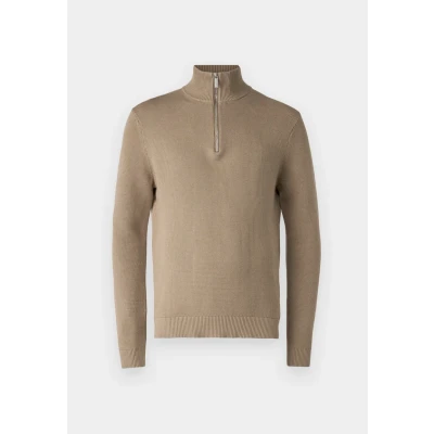 Image of Selected Homme Slhdane Structure HALF ZIP Jumper, Men&#039;s, Size: Medium, Greige