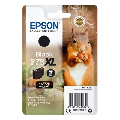 Image of Epson 378XL Black Squirrel High Yield Genuine, Claria Photo HD Ink Cartridge