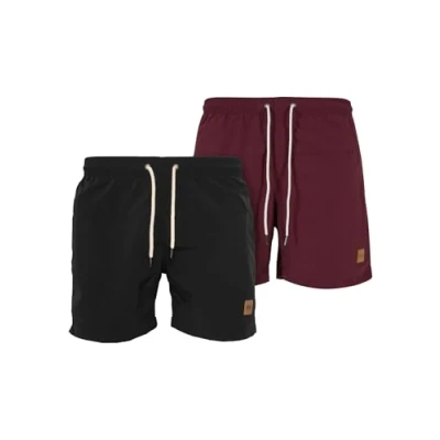 Image of Urban Classics 2 PACK Swimming shorts, Men&#039;s, Size: Large, blk cherry