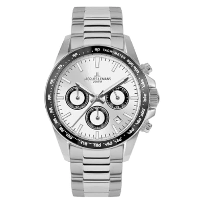 Image of Jacques Lemans Liverpool Chronograph watch, Men&#039;s, Size: One Size, Steel white