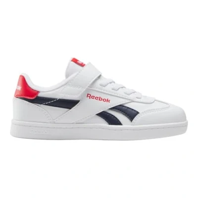 Image of Reebok Smash EDGE Elastic TOP Strap Unisex Multicourt tennis shoes for kids, Size: 1, Footwear white/vector navy/vector red