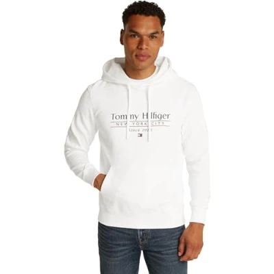 Image of Tommy Hilfiger Center Stack Hoody Sweatshirt, Men&#039;s, Size: XS, White