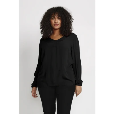 Image of Kaffe Curve Blouse Blouse, Women&#039;s, Size: 16, Black deep