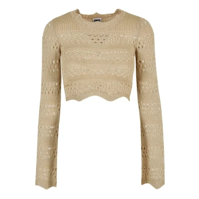 Image of Urban Classics Cropped Crochet Jumper, Women&#039;s, Size: XXL, Softseagrass