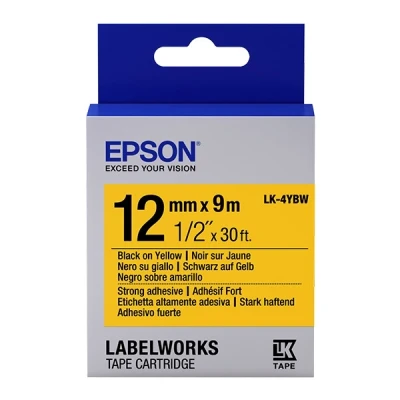 Image of LabelWorks LW 300L Epson LK 4YBW adhesive black on yellow tape, 12mm (original)